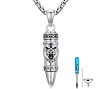 POIUY Bullet Urn Necklace for Ashes Cross Lion Eagle Compass Deer Tree of Life Necklace Viking Cremation Jewelry for Men Women viking necklace, One Size, base, No Gemstone