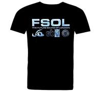 poiuytr Future Sound of London. Silver Logos. Full Cotton Black T Shirt.