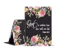 POIUYTREW Case for Samsung Galaxy Tab A11 Plus 2025 / A9 Plus 2023 11 Inch, PU Leather Folio Case Smart Cover with Stand & Auto Wake/Sleep - Floral Quote Bible Verse Psalm 46:5