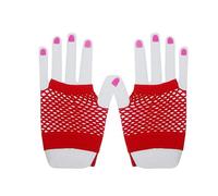 POIZEN Goth Fingerless FISHNET GLOVES Rave RED SHORT