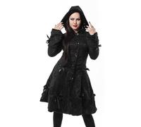 Poizen Industries Alice Rose Coat Women Winter Coat Black XXL, 100% Polyester, Schnürung Regular