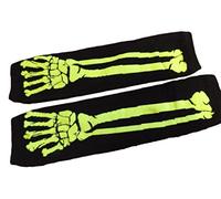 Poizen Industries - Bones Skeleton Emo Psychobilly Arm Warmers Fingerless Gloves (Black - Green)