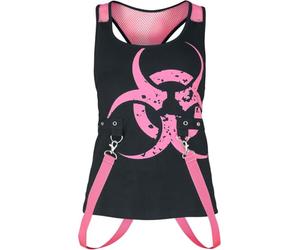 Poizen Industries Danger Zone Women's Top Black/Pink Rockwear, black / pink, XL