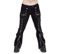 Poizen Industries Trinity Pants - Gothic Zip Ring Buckle Punk Trousers, Black, 34/34
