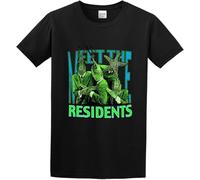 Pojddyy Men's The Residents Meet The Residents Print T Shirt Black