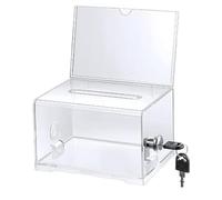 Pojedehy 1 Pack Donation Box Acrylic Donation Box Clear Ballot Box with Sign Holder, Suggestion Box for Fundraising