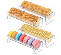 Pojedehy 4 Pieces Clear Cracker Tray for Serving Rectangular Cracker Holder Acrylic Serving Tray Food Display Stands for
