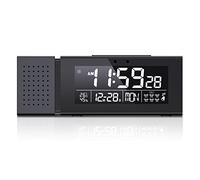 Pojedehy Night Light Digital Alarm Clock Color LED Changing FM Radio Temperature Humidity Display Clocks Black