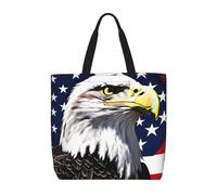 pojknbv Bald Eagle Flag Print Extra Large Organizer Bag Lightweight Reusable Shoulder Tote Shopping Travel Beach