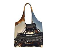 pojknbv Beautiful Eiffel Tower Paris Print Extra-Large Canvas Tote Bag Reusable Daily Shopping Beach Travel Weekend Getaways