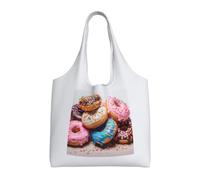 pojknbv Donuts Print Extra-Large Canvas Tote Bag Reusable Daily Shopping Beach Travel Weekend Getaways