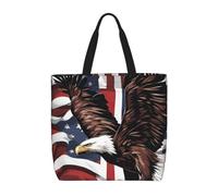 pojknbv Eagle With Usa Flag Print Extra Large Organizer Bag Lightweight Reusable Shoulder Tote Shopping Travel Beach