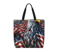 pojknbv Eagle With Usa Flag Print Extra Large Organizer Bag Lightweight Reusable Shoulder Tote Shopping Travel Beach