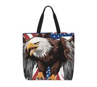 pojknbv Eagle With Usa Flag Print Extra Large Organizer Bag Lightweight Reusable Shoulder Tote Shopping Travel Beach