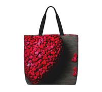 pojknbv Falling Red Hearts Print Extra Large Organizer Bag Lightweight Reusable Shoulder Tote Shopping Travel Beach