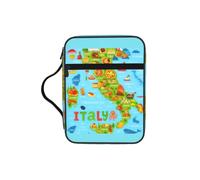 pojknbv Italy Map with Food Icons Print Bible Storage Bag Scripture Holder Religious Church Accessory Travel Devotional
