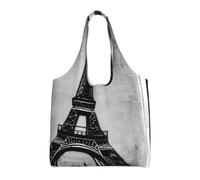 pojknbv Parisian Coffee Eiffel Tower Print Extra-Large Canvas Tote Bag Reusable Daily Shopping Beach Travel Weekend Getaways