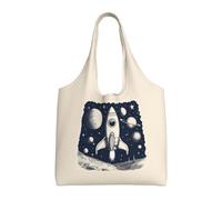 pojknbv Rocket In Space Print Extra-Large Canvas Tote Bag Reusable Daily Shopping Beach Travel Weekend Getaways