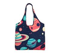 pojknbv Space Planets Print Extra-Large Canvas Tote Bag Reusable Daily Shopping Beach Travel Weekend Getaways