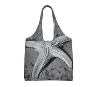 pojknbv Summer Starfish Seashell Print Extra-Large Canvas Tote Bag Reusable Daily Shopping Beach Travel Weekend Getaways