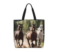 pojknbv Three Running Horses Print Extra Large Organizer Bag Lightweight Reusable Shoulder Tote Shopping Travel Beach