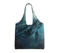 pojknbv Undersea Whale Print Extra-Large Canvas Tote Bag Reusable Daily Shopping Beach Travel Weekend Getaways