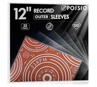 POJSIO 12 Inch Vinyl Record Sleeves Outer,25 x Vinyl Sleeve Record Sleeves 12 Inch | 3 Mils Thick | Crystal Clear High-Density Polypropylene Plastic Vinyl Protective Album Cover for Single Double LPs