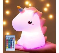 Pokanic Kids LED Night Light - Rechargeable Portable Silicone Lamp with Remote Control, Multi-Color USB Powered Cute Animal Nightlight for Bedroom, Baby, Toddler, Boys, Girls, Home Decor (Unicorn)