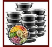 Pokanic Meal Prep Containers Round [30 Set] x [24 oz] with Lids, 1 compartment, Stackable, Reusable, Leakproof, Food Safe, Microwave, Freezer & Dishwasher Safe for Food Prep Storage (30 Set, 24 oz)