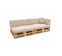 POKAR 6-Piece Corduroy Pallet Cushion Set | 2x Seat 120x80 + 2x Backrest 120x40 + 1x Side 60x40 + 1x Deco Cushion 40x40 cm | Removable Covers | Garden Sofa Cushions | Oeko-Tex | Made in EU | Ivory