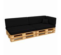 POKAR 6-Piece Pallet Cushion Set Waterproof | 2x Seat 120x80 cm + 2x Backrest 120x40 + 1x Side 60x40 + 1x Deco Cushion 40x40 | Removable Covers | Garden Sofa Cushions | Oeko-Tex | Made in EU | Black