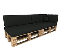 POKAR 6-Piece Pallet Cushion Set Waterproof | 2x Seat 120x80 cm + 2x Backrest 120x40 cm + 1x Side 60x40 + 1x Deco Cushion 40x40 | Removable Covers | Garden Sofa Cushions | Made in EU | Anthracite