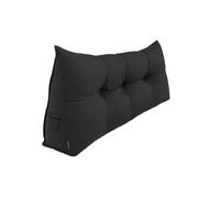 POKAR Back Cushion for Sofa and Bed 140x50x20 cm | Backrest Wedge Pillow with Lumbar and Back Support | Reading Pillow with Side Pockets | Headboard Pillow | Oeko Tex 100 Certified | Black
