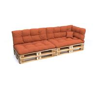 POKAR Euro Pallet Quilted Pillow - Set of 6: Seat Cushion 120 x 80cm + Back Cushion 120 x 40cm, Garden Pillows Sofa, Patio, Without Pallets, Orange