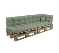 POKAR Euro Pallet Quilted Pillow - Set of 6: Seat Cushion 120 x 80cm + Back Cushion 120 x 40cm, Garden Pillows Sofa, Patio, Without Pallets, Green