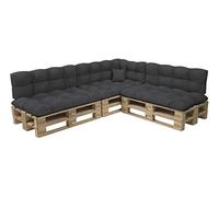 POKAR Euro Pallet Quilted Pillow - Set of 8: Seat Cushion 120 x 80cm + Back Cushion 120 x 40cm, Garden Pillows Sofa, Patio, Without Pallets, Anthracite