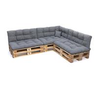 POKAR Euro Pallet Quilted Pillow - Set of 8: Seat Cushion 120 x 80cm + Back Cushion 120 x 40cm, Garden Pillows Sofa, Patio, Without Pallets, Grey