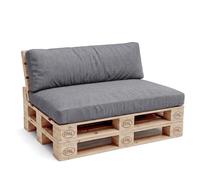 POKAR Pallet Cushion 2-Piece Set | 1x Seat 120x60 + 1x Backrest 120x40 cm | Textured Fabric Removable Covers | Garden Corner Sofa Cushions | Made in EU | Grey