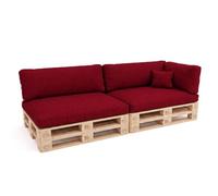 POKAR Pallet Cushion 6-Piece Set | 2x Seat 120x80 + 2x Backrest 120x40 + 1x Side 60x40 + 1x Deco 40x40 cm | Textured Fabric Removable Covers | Garden Corner Sofa Cushions | Made in EU | Burgundy