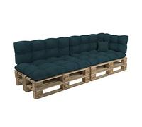 POKAR Set of 6 Pallet Cushions: 2x Seat 120x80 + 2x Backrest 120x40 + 1x Side 60x40 + Deco Pillow 40x40 cm | Tufted Cushions for Pallet Furniture and Garden Sofa | Made in EU | Dark Green