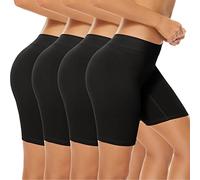 POKARLA 4 Pack Women's Underwear Cotton Boxer Shorts Anti Chafing Bike Shorts Boyshorts Panties Regular & Plus Size, Black-4pack, S