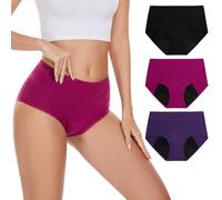 POKARLA Incontinence Pants Women High Absorbency Period Underwear Heavy Flow Leak Proof Washable Leakproof Protective Briefs High Waist Cotton Menstrual Knickers 3 Pack Multicolor 4X-Large