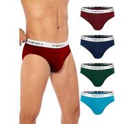 POKARLA Men's Cotton Briefs Underwear No Fly Triangle Underpants Breathable and Sweat Absorbent None-Slip Elastic Waistband 3X-Large Multicolor Pack of 4