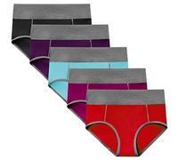 POKARLA Women's High Waisted Cotton Underwear Soft Breathable Panties Stretch Briefs Regular & Plus Size 5-Pack, Multicolored-05-5pack, S