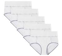 POKARLA Women's High Waisted Cotton Underwear Soft Breathable Panties Stretch Briefs Regular & Plus Size 5-Pack, White-5pack, Large
