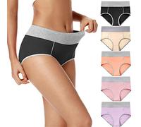 POKARLA Women's High Waisted Cotton Underwear Soft Breathable Panties Stretch Briefs Regular & Plus Size 5-Pack, Multicolored-5pack, 6XL