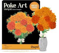 Poke Art Marigold Flower Bouquet, Mess-Free Sewing Fabric Arts & Crafts for Adults, Needlepoint Teen Craft Kit,Birthday Gifts for Teen Girls,Art and Craft Kit for Teens,Easy Crafts for Adults & Women