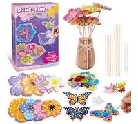 Poke Flower Arts & Craft Kits for Kids - DIY Poke-in Art Flower Bouquet with 8 Flowers 2 Butterflies for Girls Birthday Presents Party Favors Classroom Art Activity Gifts for Girls Toys Age 4+