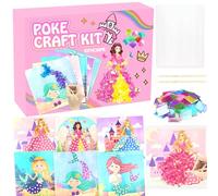 Poke-in Fun Art Fabric Craft,Magical Princesses-Mess Free Kids'Paper Craft Kits,Arts and Crafts for Kids,Art Activity Birthday Gift Ideas for Children,DIY Presents,Toys for Girls & Boys Ages 4-10+