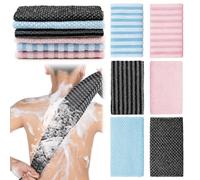 PokeAir 6Pcs Japanese Exfoliating Towel,Exfoliating Shower Towel,Extra Long and Width Exfoliating Washcloth for Men Women,Double-Sided Back Scrubber Set for Scrubbing, Lathering and Dead Skin Removal
